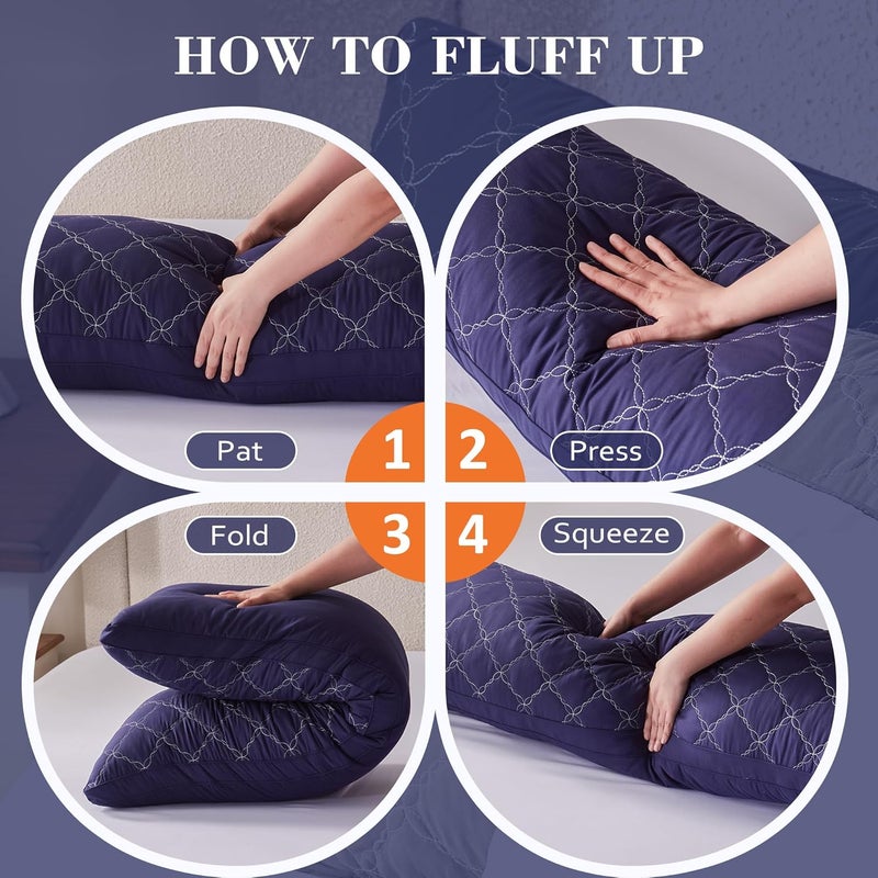 Decroom Memory Foam Body Pillow for Adults, Ultra-Soft Full Body Pillow with Diamond Quilted Cover, Support for Side Sleepers - Machine Washable, 20x54 Inch, Navy Blue - Image 5