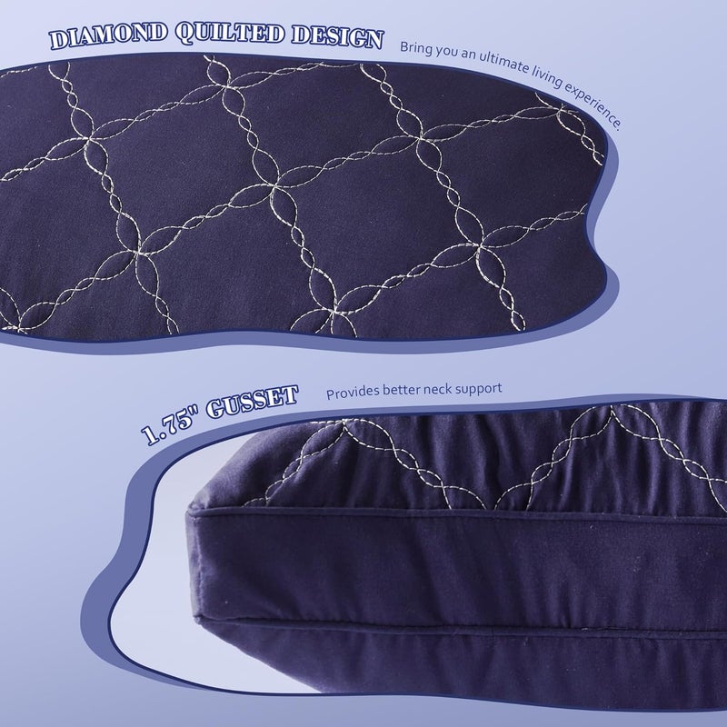 Decroom Memory Foam Body Pillow for Adults, Ultra-Soft Full Body Pillow with Diamond Quilted Cover, Support for Side Sleepers - Machine Washable, 20x54 Inch, Navy Blue - Image 3