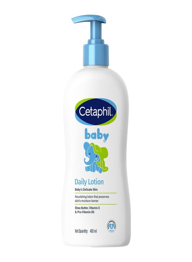 Cetaphil Baby Daily Lotion, Suitable for baby’s delicate skin, Shea Butter and Vit E, Dermatologist Tested and Pediatrician Recommended, 400 ml - Image 1