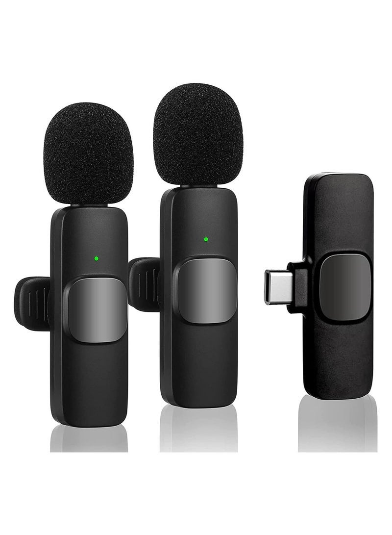 Wireless Lavalier Microphone for Phone(USB-C), Dual Wireless Microphone for Video Recording, Live Stream, Vlog, YouTube, TikTok, Facebook, Zoom - Noise Reduction & Plug-Play(No Need App/Bluetooth)