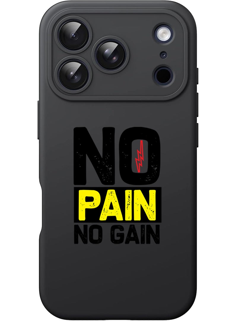 Theodor Protective Slim Fit Case Liquid Silicone Cover with Full Body Protection Anti-Scratch Shockproof Case For Apple iPhone 17 Pro (Black) No pain No gain - Image 1