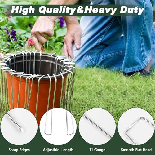 FEED GARDEN 6 Inch 50 Pack Hot-dip Galvanized Landscape Staples Plant Cover Stakes 11 Gauge Tent Stakes Garden Stakes Landscaping Fabric SOD Pins Yard Stakes for Decoration Weed Barrier Fabric - Image 3