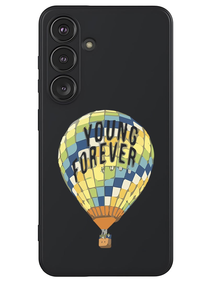 Theodor Protective Slim Fit Case Liquid Silicone Cover with Full Body Protection Anti-Scratch Shockproof Case For Samsung Galaxy S25 Plus (Black) - Young forever-01 - Image 1