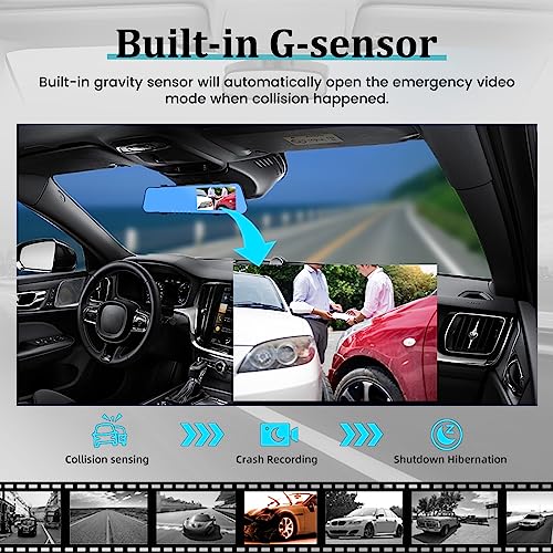 NHOPEEW 4.5 Inch Rear View Mirror Camera for Car with 64G TF Card, 1080P IPS Screen/Loop Recording / 150° Wide Angel/Night Vision/G-Sensor/Parking Assistance - Image 3