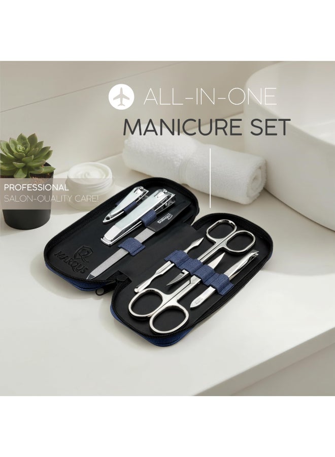 marQus Manicure Set Solingen Made in Germany 7 Piece Exclusive Finger Toe Nail Clippers Kit for Women and Men in Vegan Leather Case Color Jeans - Image 4