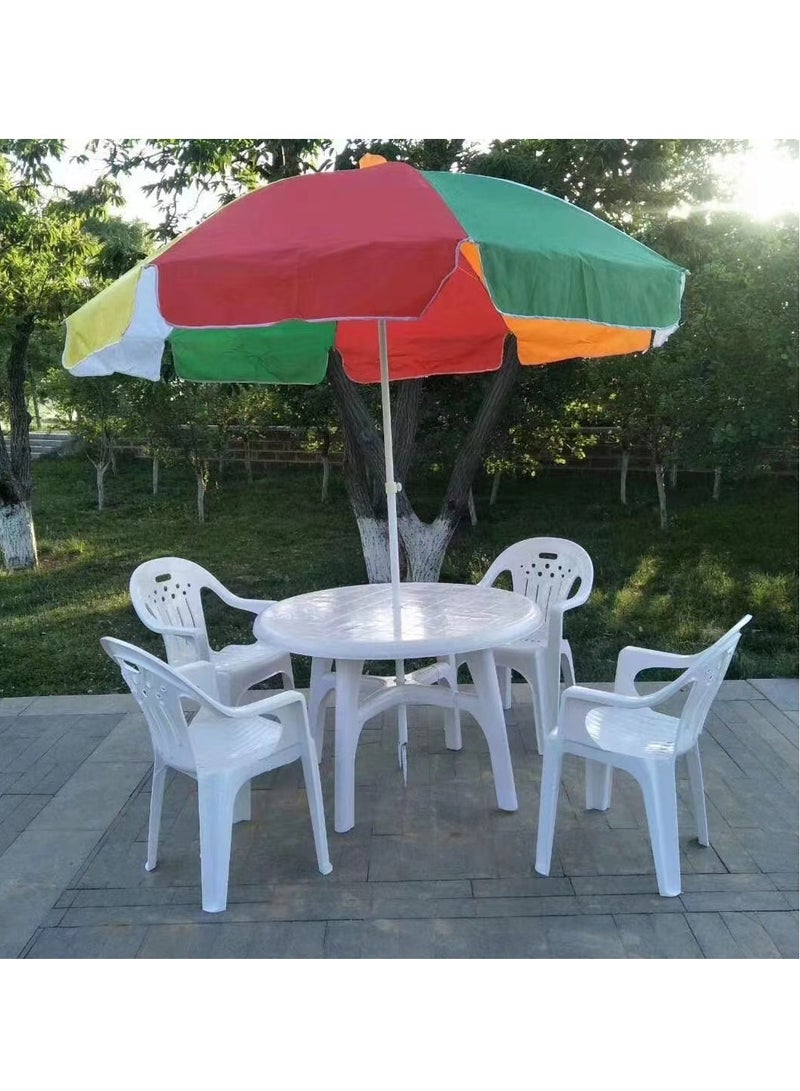 Generic Table and Chair Set Round Table Camping Table Plastic Patio Table with Umbrella Hole Outdoor Dining Table for Home,Bar, Garden, Backyard,Yard（1 Table+4 Chairs)  - Image 3