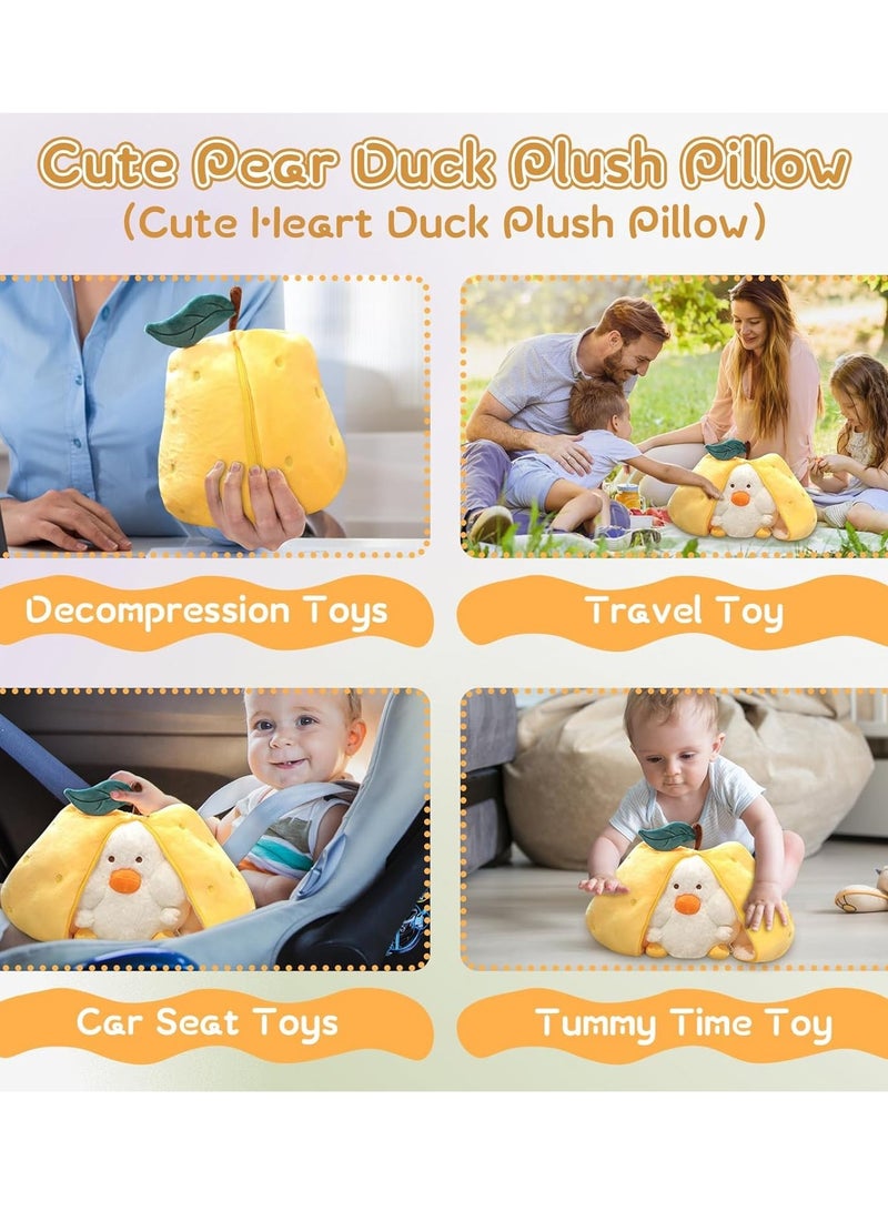 SYOSI Pear Duck Plush Toy, 7.8 Inch Cute Plushie Hugging Plush Pillow, Duck Stuffed Animal Soft Plush Pear Doll with Zipper Sleeping Pillows Tummy Time Toys Gifts for Girls Boys Teens  - Image 5