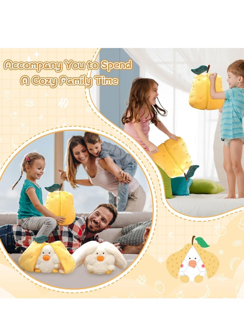 SYOSI Pear Duck Plush Toy, 7.8 Inch Cute Plushie Hugging Plush Pillow, Duck Stuffed Animal Soft Plush Pear Doll with Zipper Sleeping Pillows Tummy Time Toys Gifts for Girls Boys Teens  - Image 2
