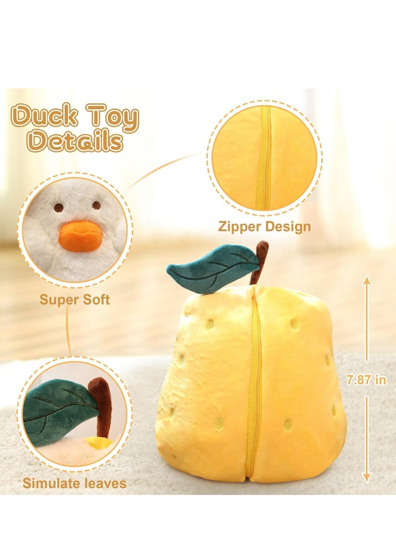 SYOSI Pear Duck Plush Toy, 7.8 Inch Cute Plushie Hugging Plush Pillow, Duck Stuffed Animal Soft Plush Pear Doll with Zipper Sleeping Pillows Tummy Time Toys Gifts for Girls Boys Teens  - Image 3
