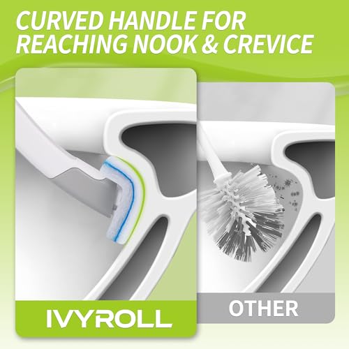 IVYROLL Toilet Bowl Cleaner Wand with 14 Refills, Disposable Toilet Brush Set with Holder, Cleaning System Starter Wand Kit, Bathroom Cleaning Set - Image 4