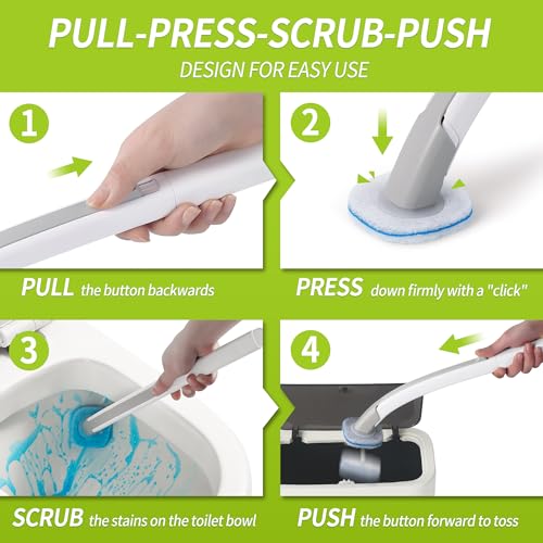 IVYROLL Toilet Bowl Cleaner Wand with 14 Refills, Disposable Toilet Brush Set with Holder, Cleaning System Starter Wand Kit, Bathroom Cleaning Set - Image 3