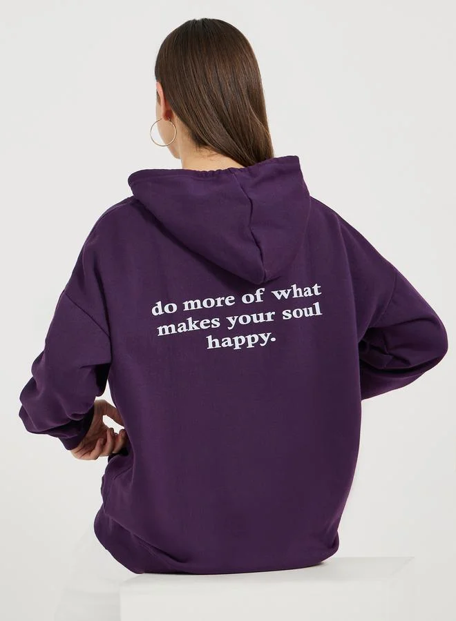 Styli Oversized Longline  Slogan Hoodie