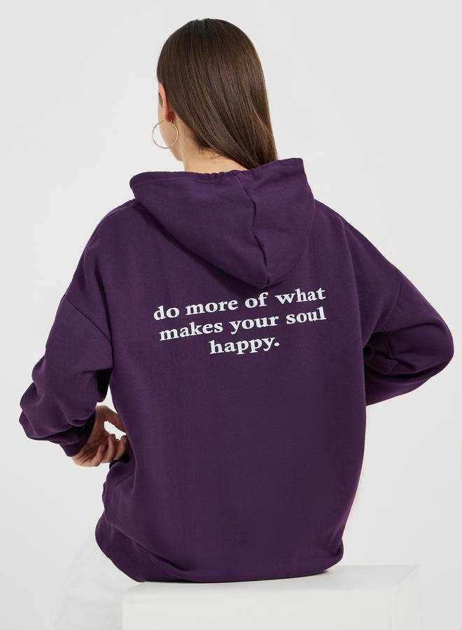 Styli Oversized Longline  Slogan Hoodie - Image 1
