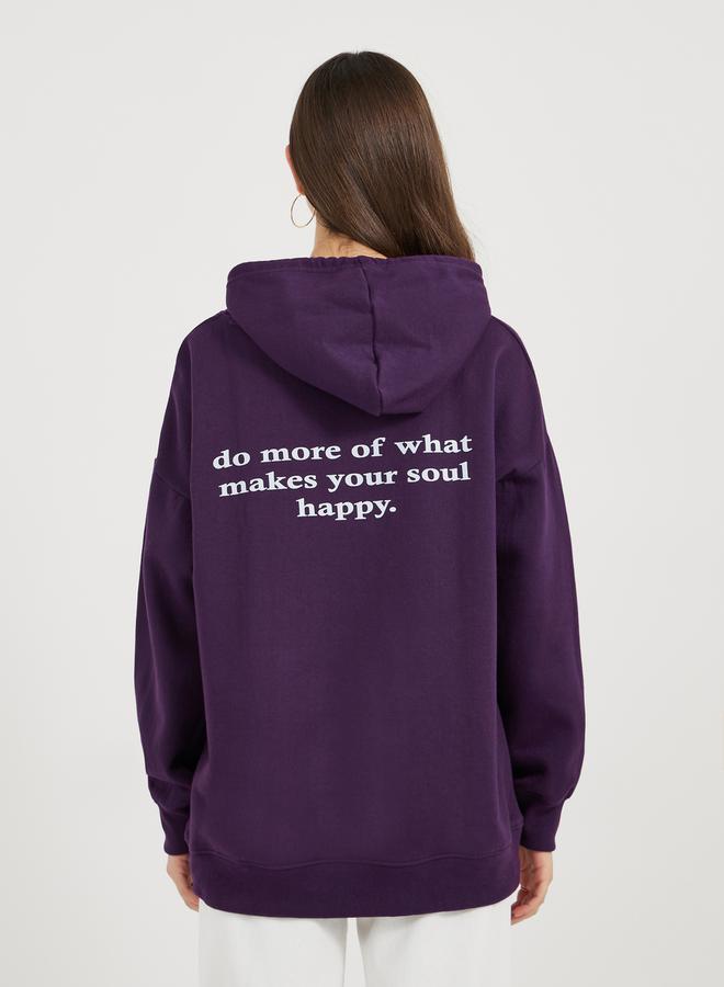 Styli Oversized Longline  Slogan Hoodie - Image 3