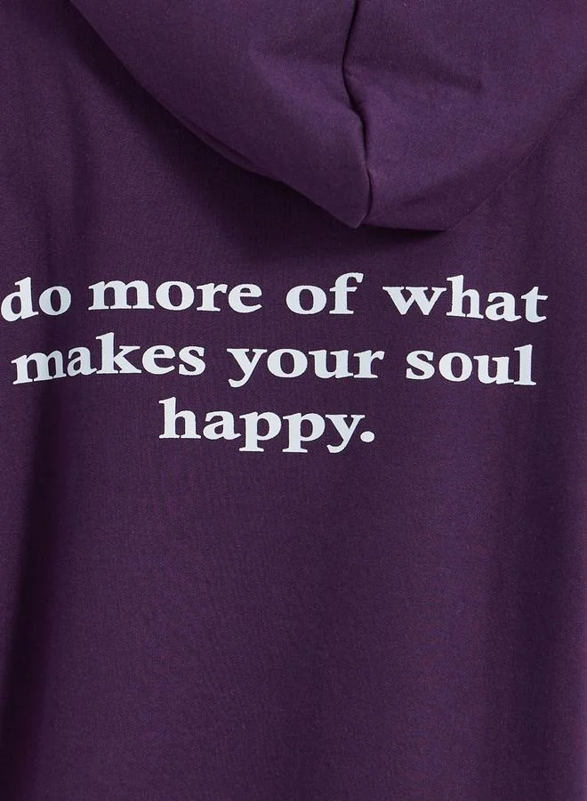 Styli Oversized Longline  Slogan Hoodie