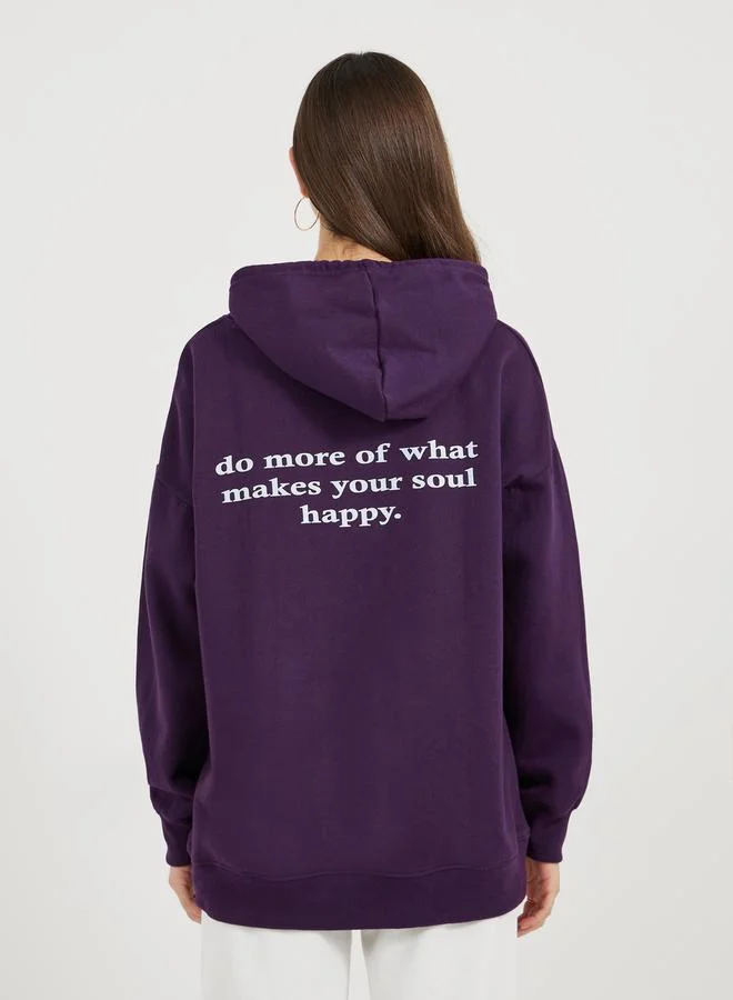 Styli Oversized Longline  Slogan Hoodie