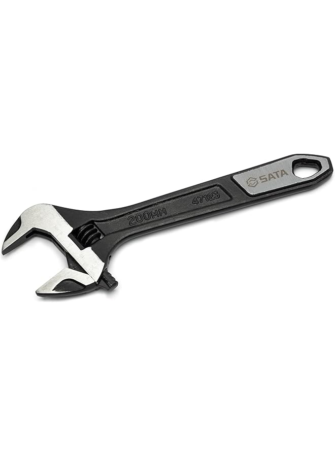 Sata 8 Inch Professional Extra Wide Jaw Adjustable Wrench With Forged Alloy Steel Body And A Chrome Plated Finish St47123  - Image 1