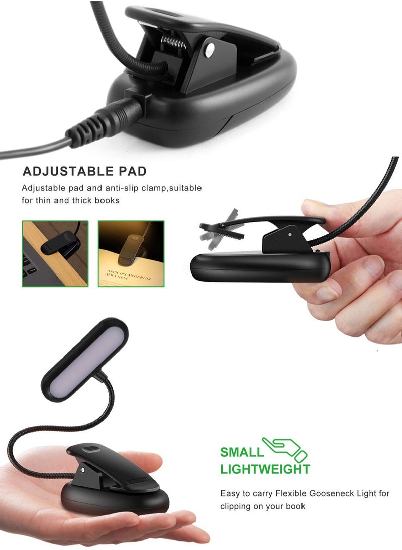 LOOPITYS Book Light,LOOPITYS Reading Book Clip Light, 9 Modes, LED Clip Reading Light, Eye-Care USB Rechargeable Reading Lamp for Kids, Flexible Clip-on Book Light for Reading in Bed，desk lamp  - Image 2