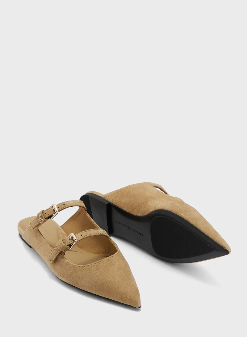 TOMMY HILFIGER Pointed Suede Mule Flat Sandals