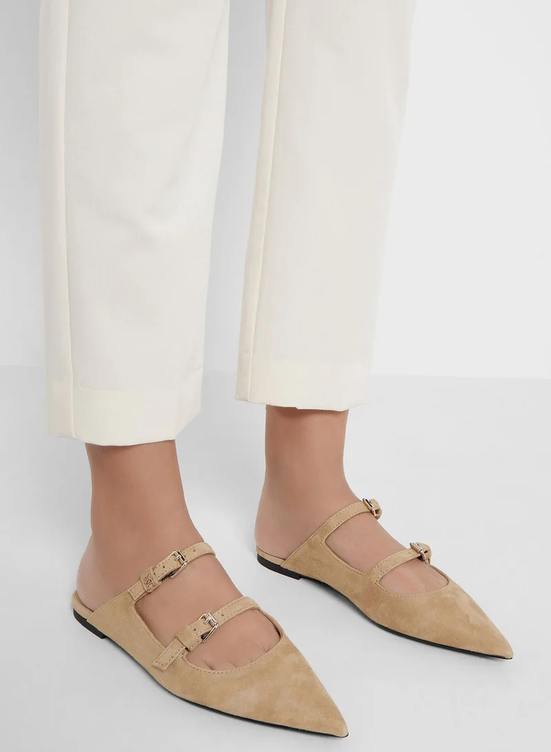 TOMMY HILFIGER Pointed Suede Mule Flat Sandals