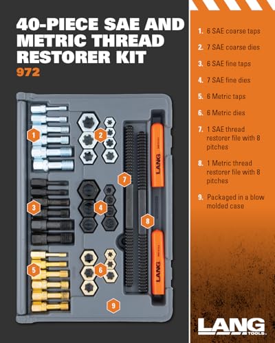 Lang Tools Lang 972 40 Piece Fractional and Metric Thread Restorer Kit - Image 2