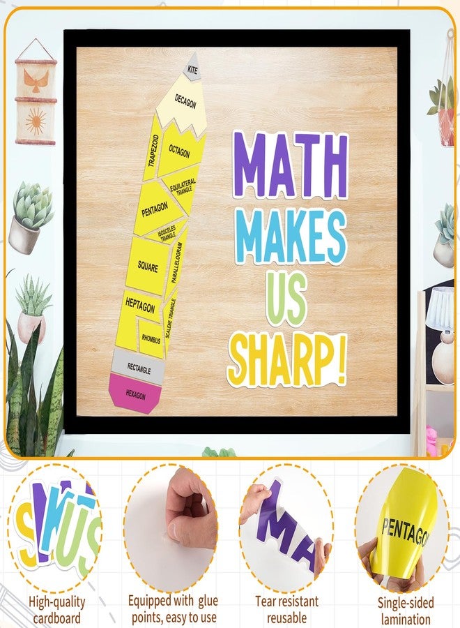 VABAMNA Math Bulletin Board Decorations Sets, Pencil Decorations for Classroom, Educational Math Makes Us Sharp Paper Cutouts for Back to School Math Classroom Supplies Window Wall Door Decor - Image 4