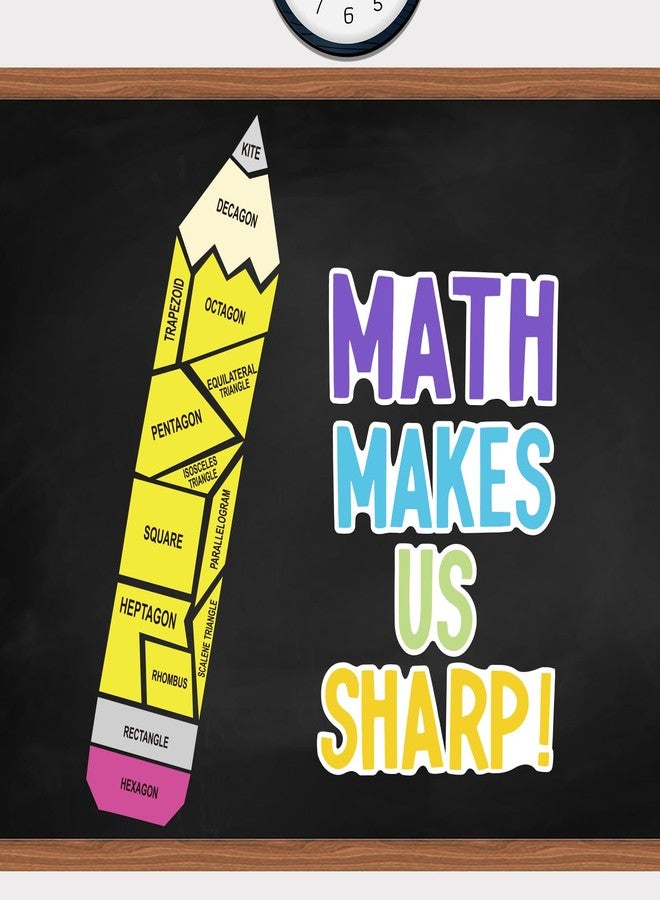 VABAMNA Math Bulletin Board Decorations Sets, Pencil Decorations for Classroom, Educational Math Makes Us Sharp Paper Cutouts for Back to School Math Classroom Supplies Window Wall Door Decor - Image 1
