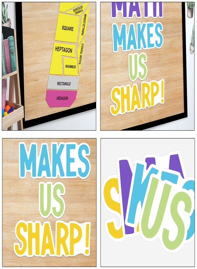 VABAMNA Math Bulletin Board Decorations Sets, Pencil Decorations for Classroom, Educational Math Makes Us Sharp Paper Cutouts for Back to School Math Classroom Supplies Window Wall Door Decor - Image 5