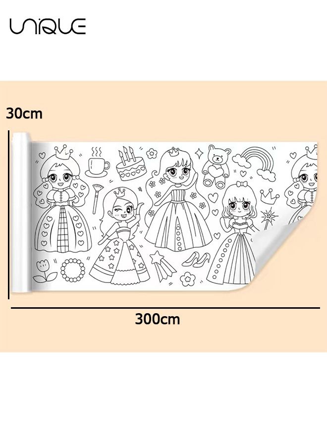 Unique 30*300cm Drawing Paper Roll for Kids - Coloring Paper Roll Painting Drawing Color Filling Paper - Coloring Poster Drawing Roll Coloring Book - DIY Arts Crafts for Preschool Kindergarten Classroom - Image 2