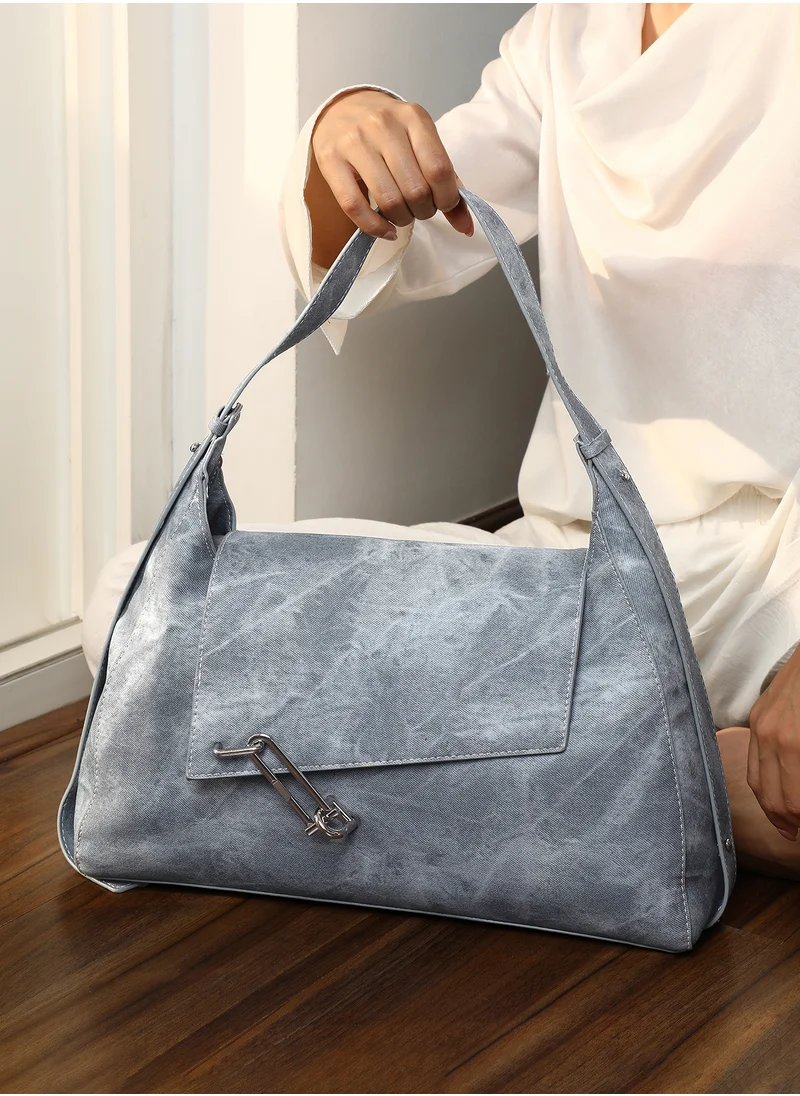 Haute Sauce Women's The Large Slant-Flap Hobo Bag - Icy Blue