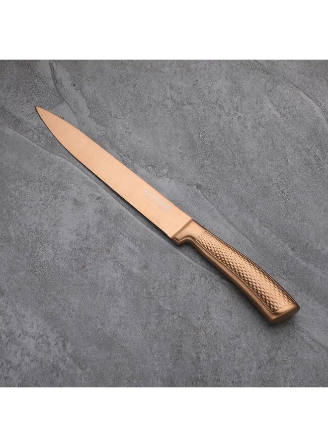 Danube Home Chef'S Delight Bistro 8-Inch Slicer Knife Copper Handle Stainless Steel Blade Ideal For Carving Roasts Meats Ergonomic Grip For Precision Cutting