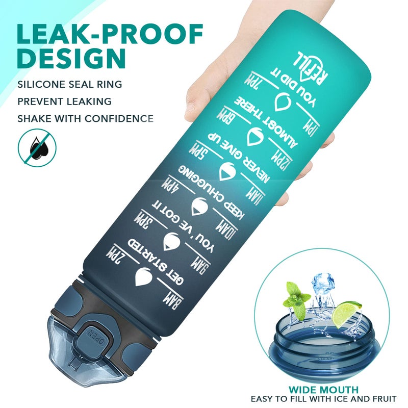 Enerbone 32 oz Drinking Water Bottle with Times to Drink and Straw, Motivational with Carrying Strap, Leakproof BPA & Toxic Free, Ensure You Drink Enough Water for Fitness Gym Outdoor - Image 4