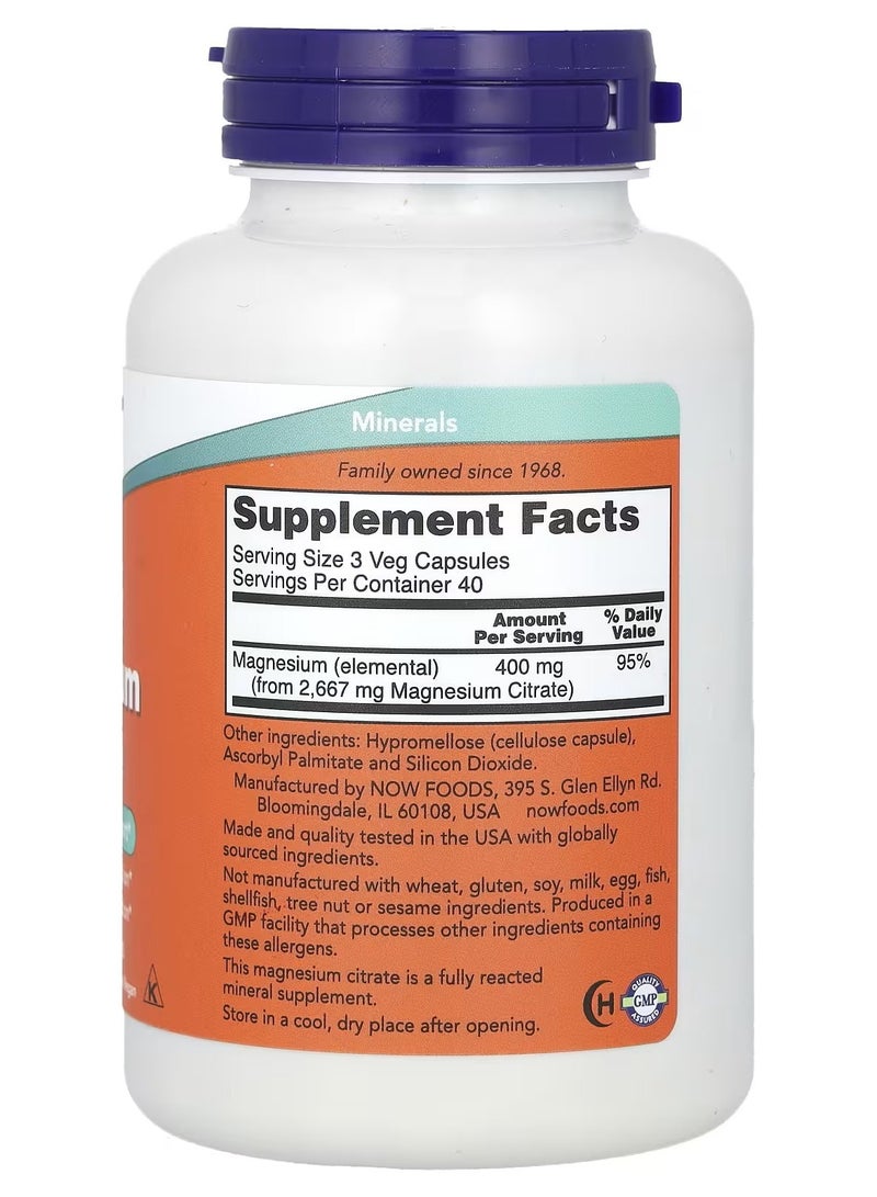 now Now Foods Magnesium Citrate - 120 Veg Capsules - Image 2