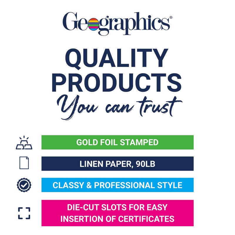 Geographics Classic Linen Certificate/Document Covers, 12.5” x 9.75”, Blue Navy (6 Pack) - Image 5