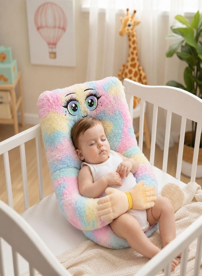 NME COLLECTION Baby Plush Rainbow Cushion | Soft Faux Fur Decorative Hug Pillow with Long Arms | Cute Nursery & Kids Room Cushion for Supervised Lounging - Image 3
