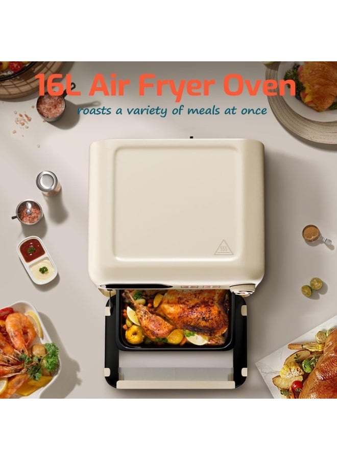 Digital Air Fryer Oven, 16L Electric Toaster Oven Combo 18 in 1 Functions with LED Display Knob Control, 1300W for Air Fry, Grill, Roast, Bake, Toast, and More, White  - Image 4