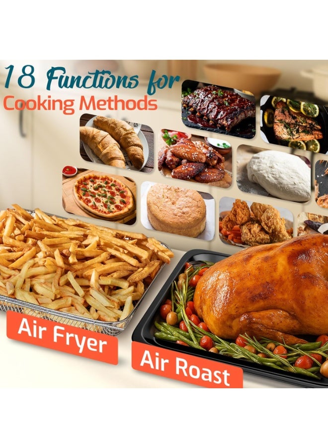 Digital Air Fryer Oven, 16L Electric Toaster Oven Combo 18 in 1 Functions with LED Display Knob Control, 1300W for Air Fry, Grill, Roast, Bake, Toast, and More, White  - Image 5