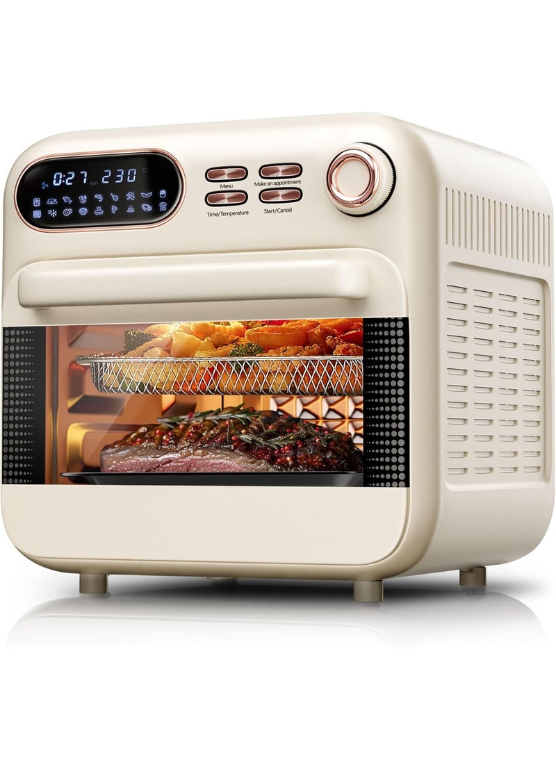 Digital Air Fryer Oven, 16L Electric Toaster Oven Combo 18 in 1 Functions with LED Display Knob Control, 1300W for Air Fry, Grill, Roast, Bake, Toast, and More, White  - Image 1