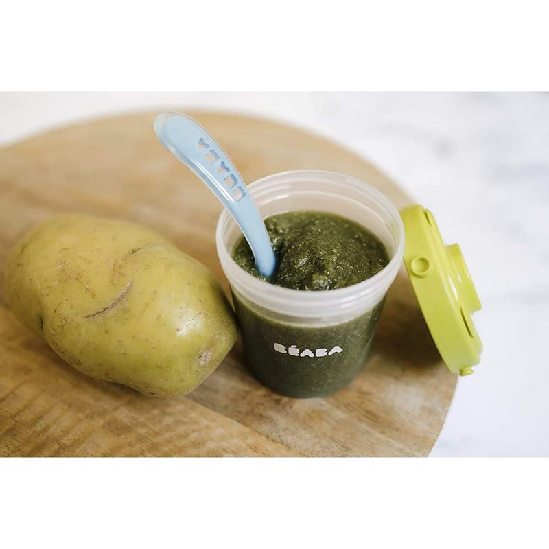 Baba ملعقة سيليكون من بيبا للمرحلة الثانية - ملعقة تدريب على التغذية الذاتية للأطفال مع طرف ناعم للغاية، صديقة للثة، مقبض مريح، خالية من BPA، أزرق عاصف، 8 أشهر وما فوق - Image 5