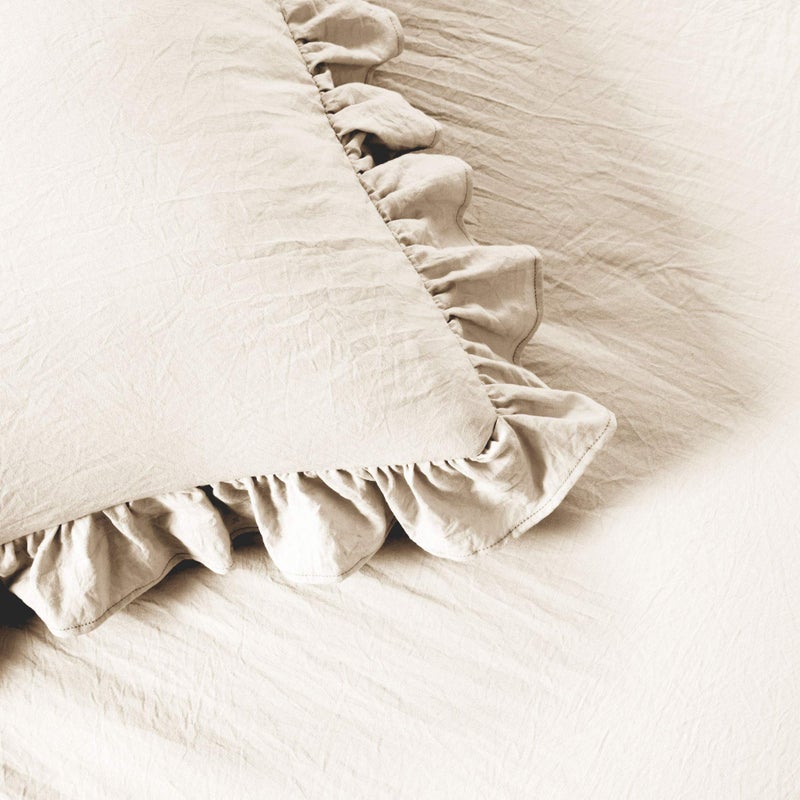 Lush Decor Lush Decor Ruffle Skirt Bedspread Set - 3 Piece Luxurious Farmhouse Bedding Set - Elegant, Charming Ruffle Detail - Timeless Style & Classic Design - Soft and Lightweight - King, Ivory  - Image 4