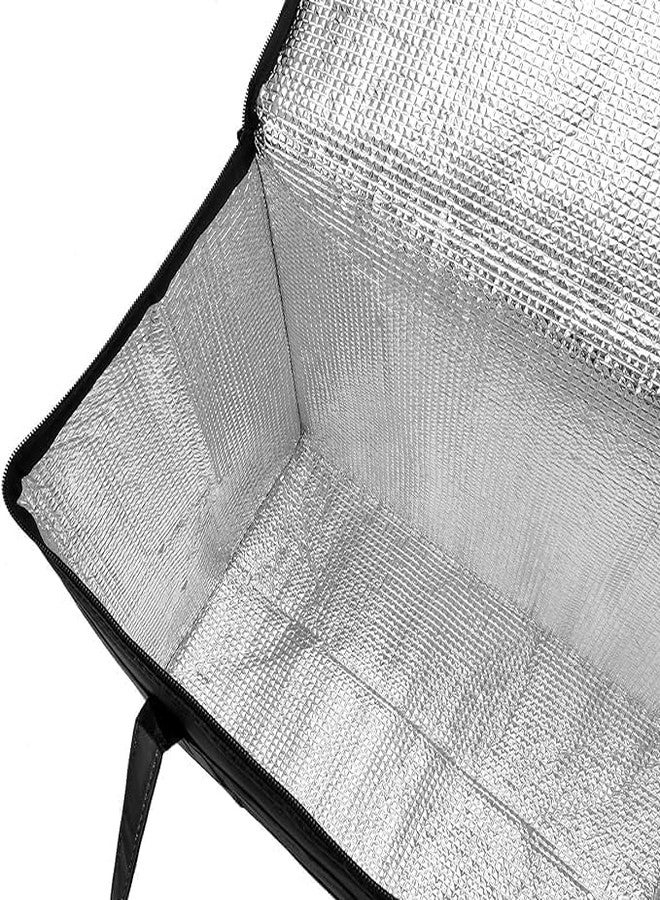 Whimsical Insulated Grocery Bags Collapsible Shopping Cooler Thermal Tote with Zipper for Hot Cold Frozen Food Transport Large Reusable Durable Long Handles Stands Upright (Black) - Image 3