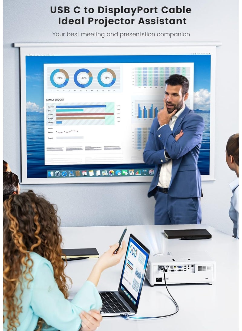 USB-C to DisplayPort 1.4 Cable – 2 Meters, 8K@60Hz, 4K@144Hz, High-Speed Video & Audio Transmission - Image 3