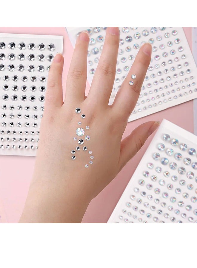 قطعتان من ملصقات أحجار الراين واللؤلؤ ذاتية اللصق، أحجار كريمة للوجه، أعواد مجوهرات للوجه والعين، ملصقات أحجار الراين الشفافة وقوس قزح، ملصقات ألماس لامعة، فن الأظافر، صناعة يدوية، إكسسوارات حفلات الكرنفال (330 درسًا) - Image 4