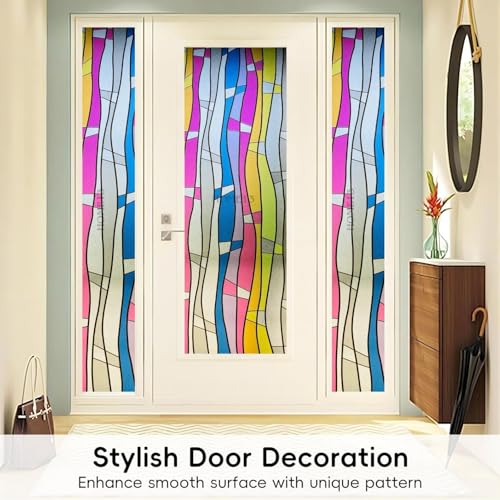 HOME13™ Frosted Glass Window Film Self Adheisve Decoartive Window Privacy Film Heat Control Removable Vinyl Window Sticker for Home Office (16"x50" Inch, Color Wave) - Image 5