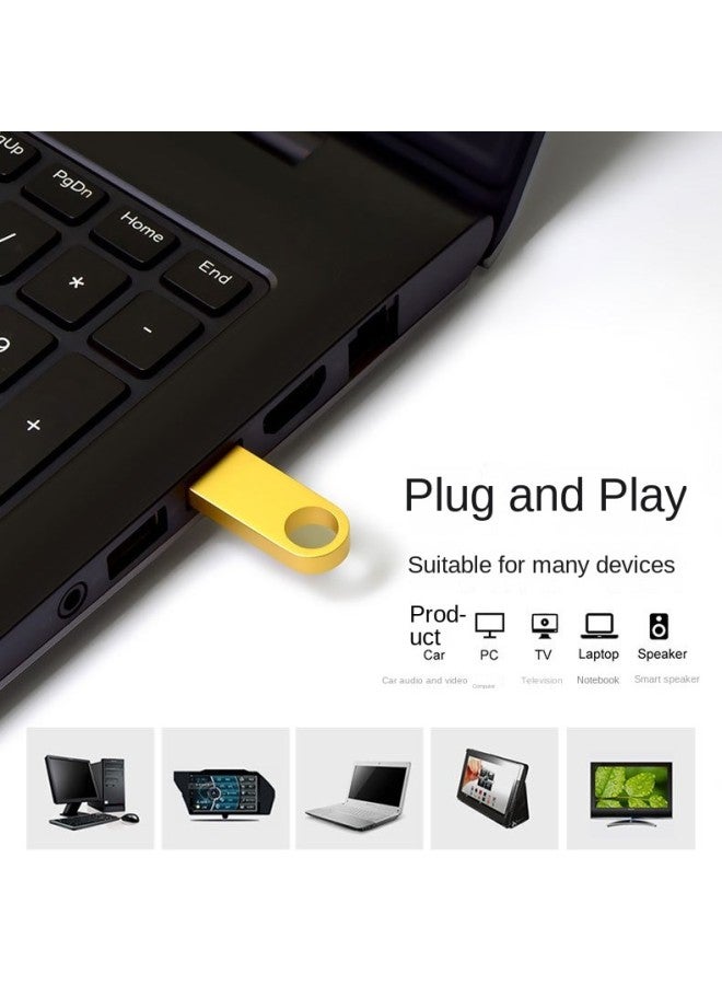 محرك فلاش USB سريع الحركة صغير الحجم معدني ومقاوم للماء سعة 32G/64G/128G متوافق مع الهواتف والحواسيب والسيارات - Image 2