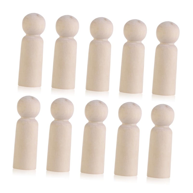 10 Pcs DIY Unfinished Wooden Peg Doll Cake Toppers for Wedding Party Crafts Personalizable Blank Figures for Creative Decor - Image 2