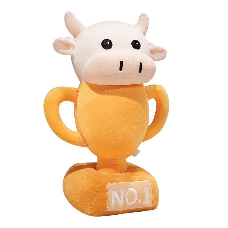 Creative Cow Cup & Shark Cup Plush Toy Trophy Pillow Funny Gift - Image 1