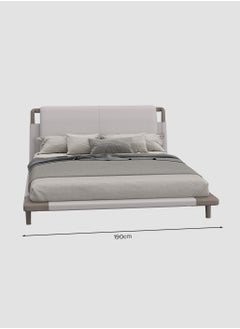AL HUZAIFA FURNITURE Kingsley King Bed, Upholstered With Bonded Leather, Solid Ash Wood Legs  - Image 2
