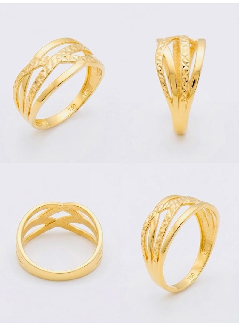 The Intermix Gems 18 Karat 750 Yellow Gold Interwoven Textured Statement Ring - Image 4