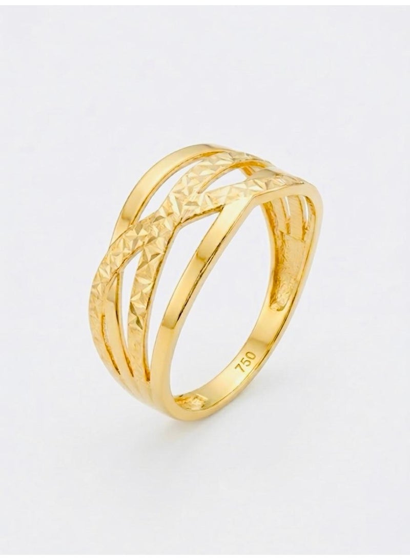 The Intermix Gems 18 Karat 750 Yellow Gold Interwoven Textured Statement Ring - Image 1